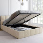 Voir la diapositive 2 : ID MARKET Lit coffre double NUAGE avec tête de lit matelassée et sommier 140 x 190 cm velours beige