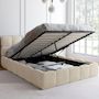 Voir la diapositive 2 : ID MARKET Lit coffre double NUAGE avec tête de lit matelassée et sommier 140 x 190 cm velours beige