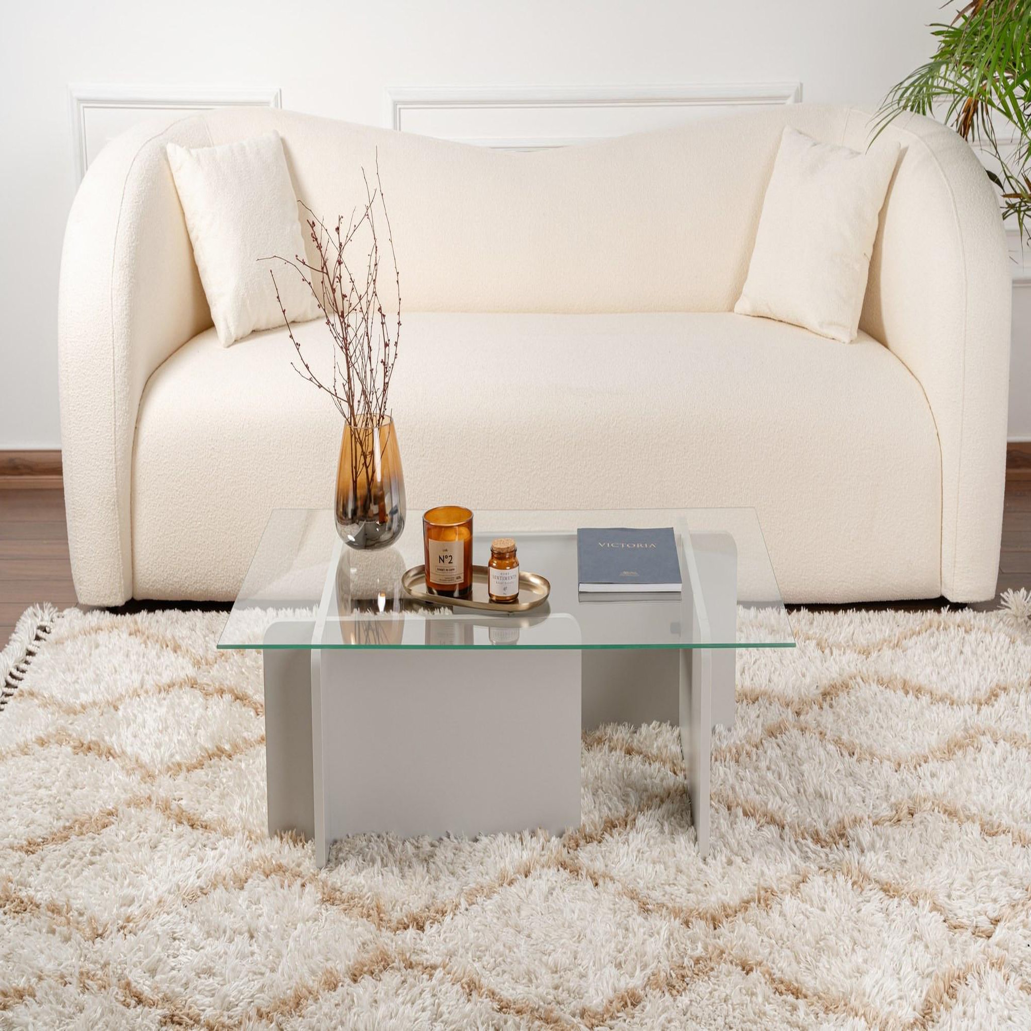 Voir la diapositive 4 : Habitat et Jardin Table basse en verre  flavio  105 x 65 x 30 cm - gris