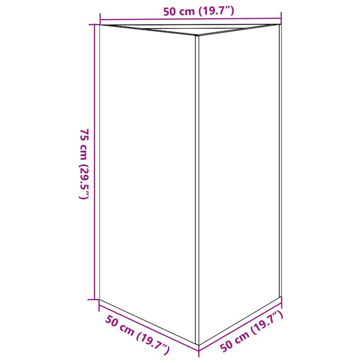 VIDAXL Jardiniere triangulaire 50x43x75 cm acier inoxydable