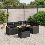 VIDAXL Salon de jardin 6 pcs avec coussins noir resine tressee