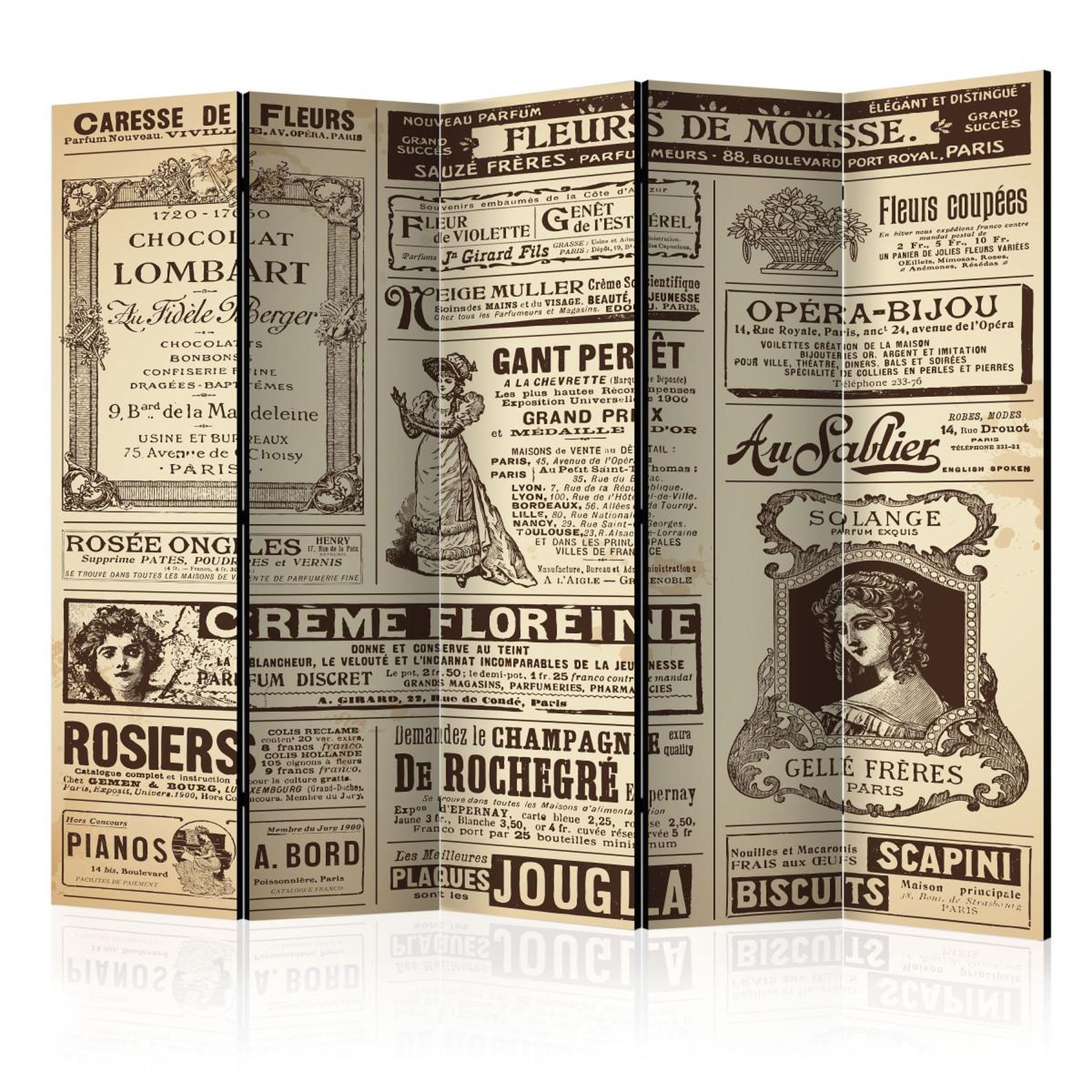 Paris Prix Paravent 5 volets  vintage magazines  172x225cm