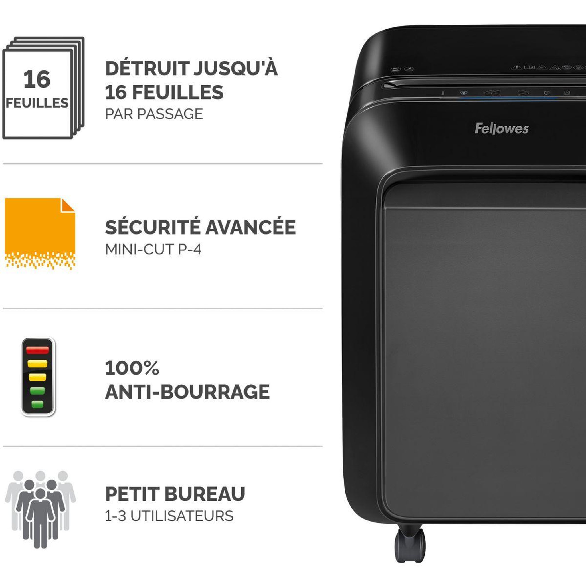 Voir la diapositive 2 : Fellowes Destructeur microshred lx210 noir