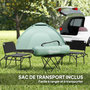Voir la diapositive 6 : OUTSUNNY Tente de camping 2 personnes dim. 206L x 152l x 110H cm - portes zippée, poche rangement sac de transport inclus - fibre verre polyester Oxford vert
