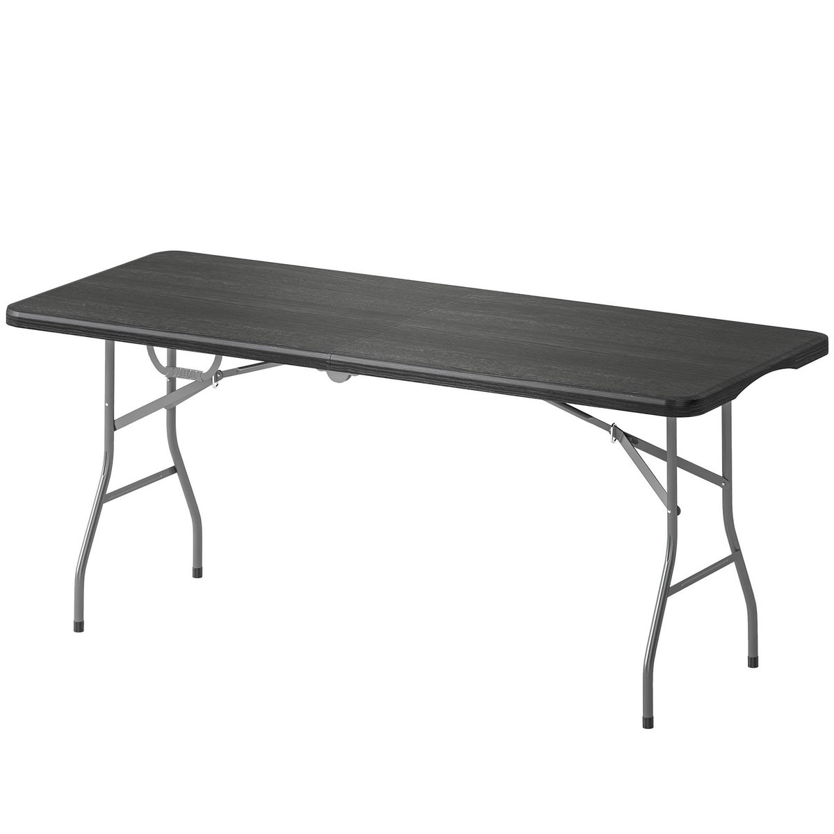 OUTSUNNY Table pliante de camping jardin dim. 180 x 74 x 74 cm avec poignée métal époxy gris HDPE noir