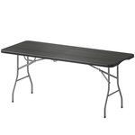 OUTSUNNY Table pliante de camping jardin dim. 180 x 74 x 74 cm avec poignée métal époxy gris HDPE noir