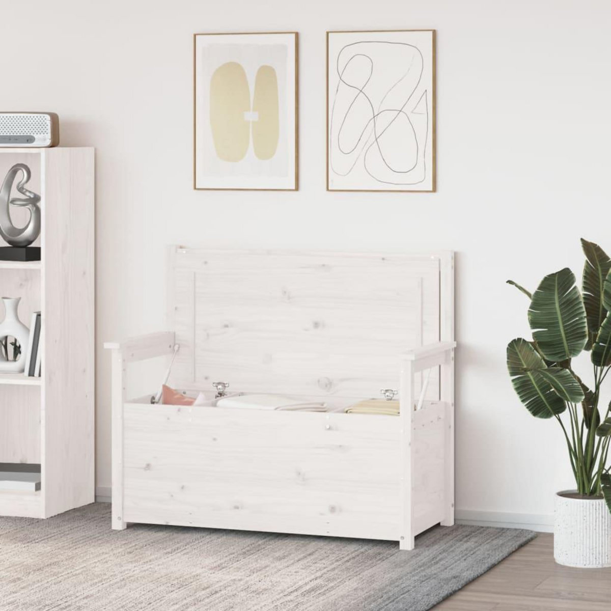 VIDAXL Banc Blanc 112,5x51,5x96,5 cm Bois de pin massif