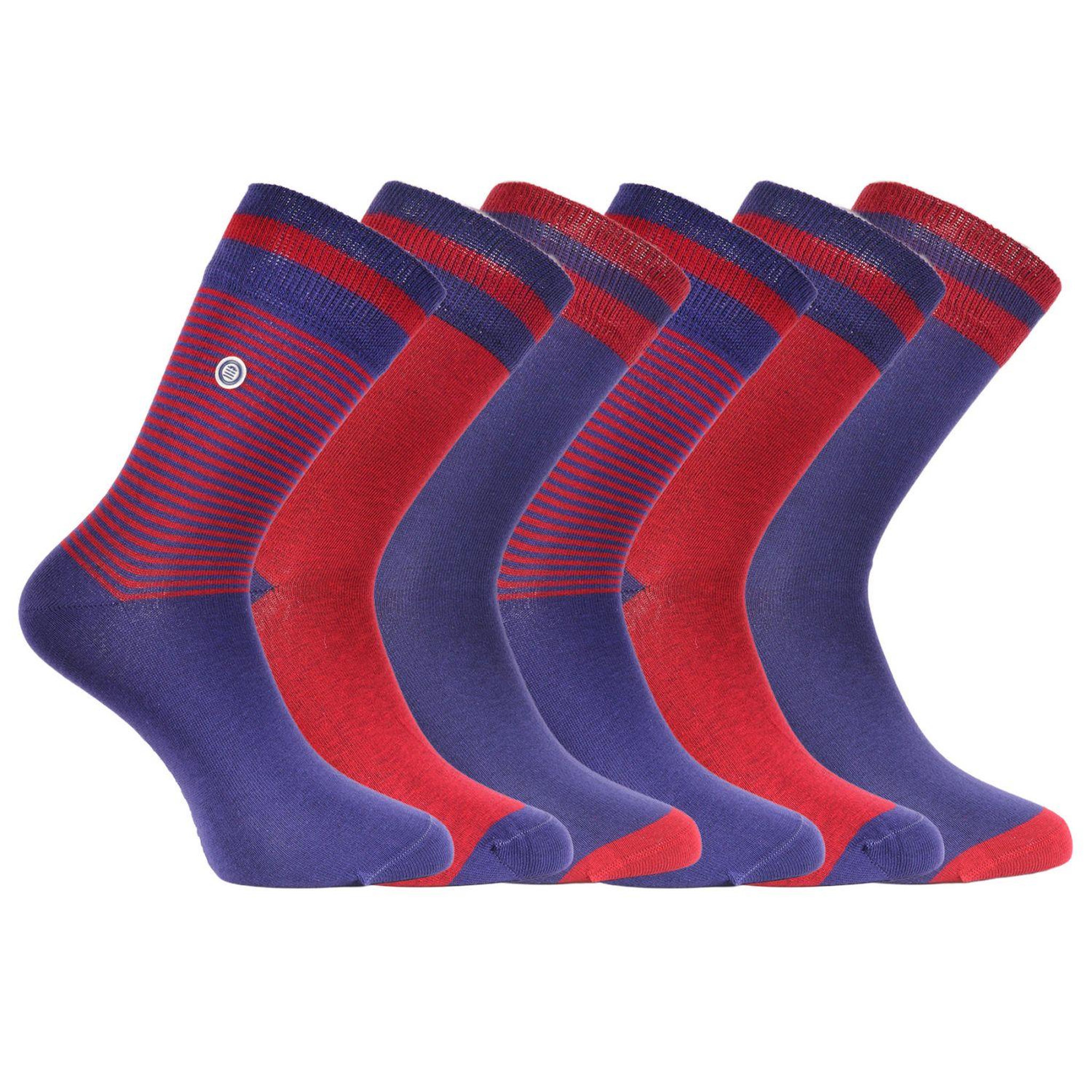 SERGE BLANCO Lot de 6 paires de chaussettes de ville homme unies modèle C. Coloris disponibles : Bleu