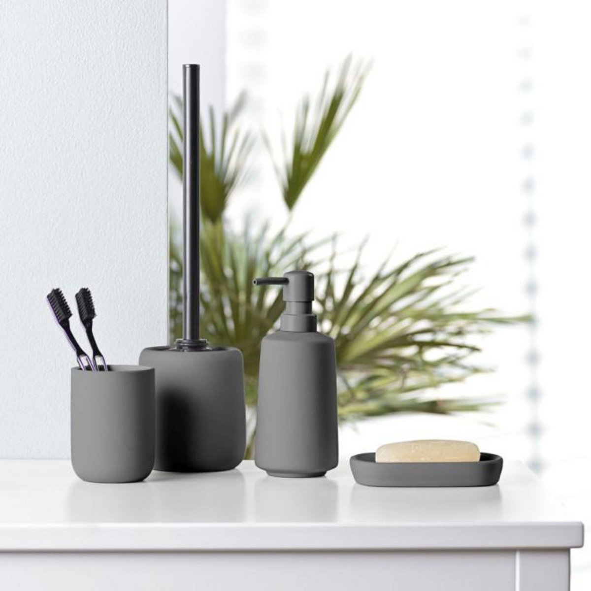 Paris Prix Brosse WC en Céramique  Ceralia  38cm Anthracite