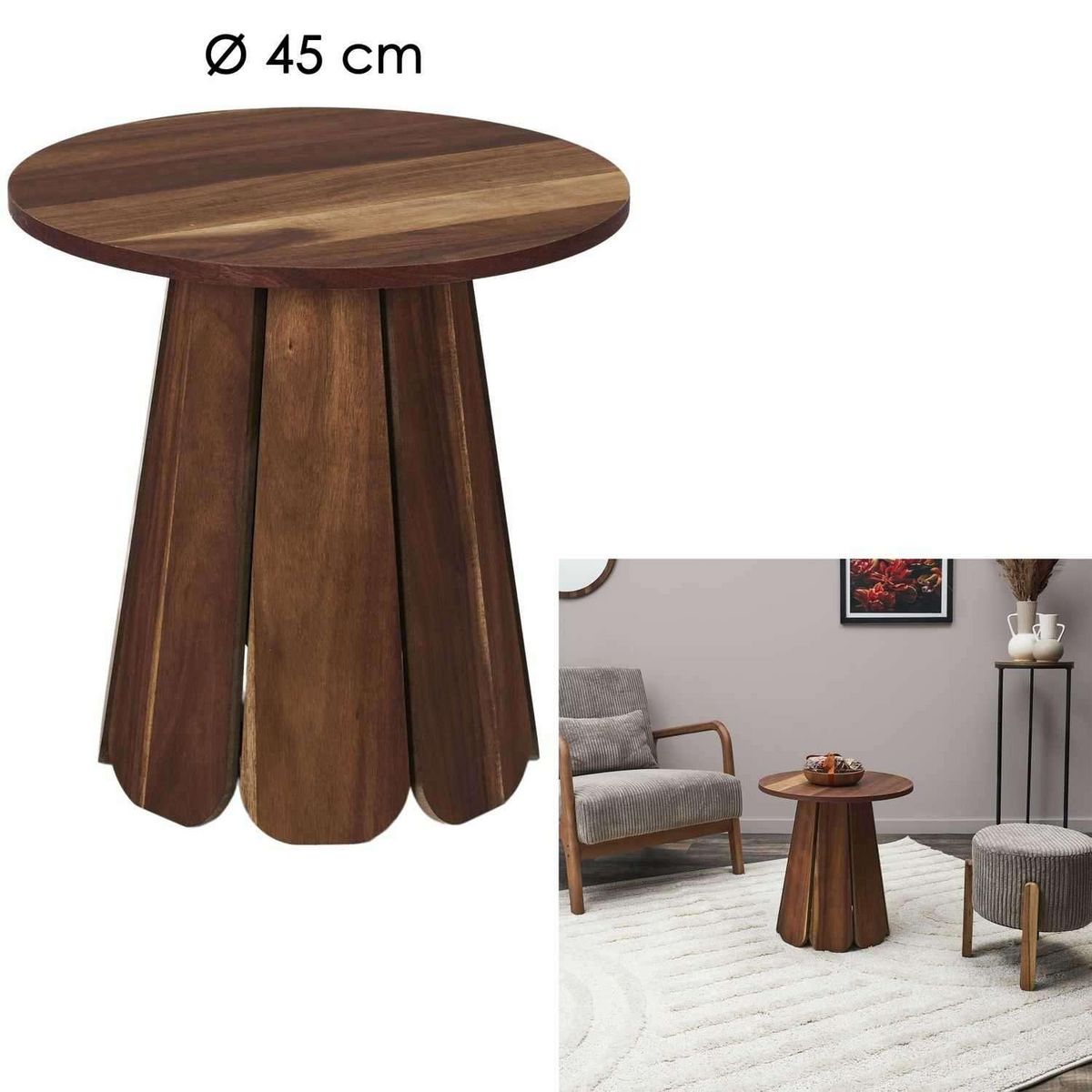 The Home Deco Factory Table d'appoint ronde effet acacia VISBY - Marron