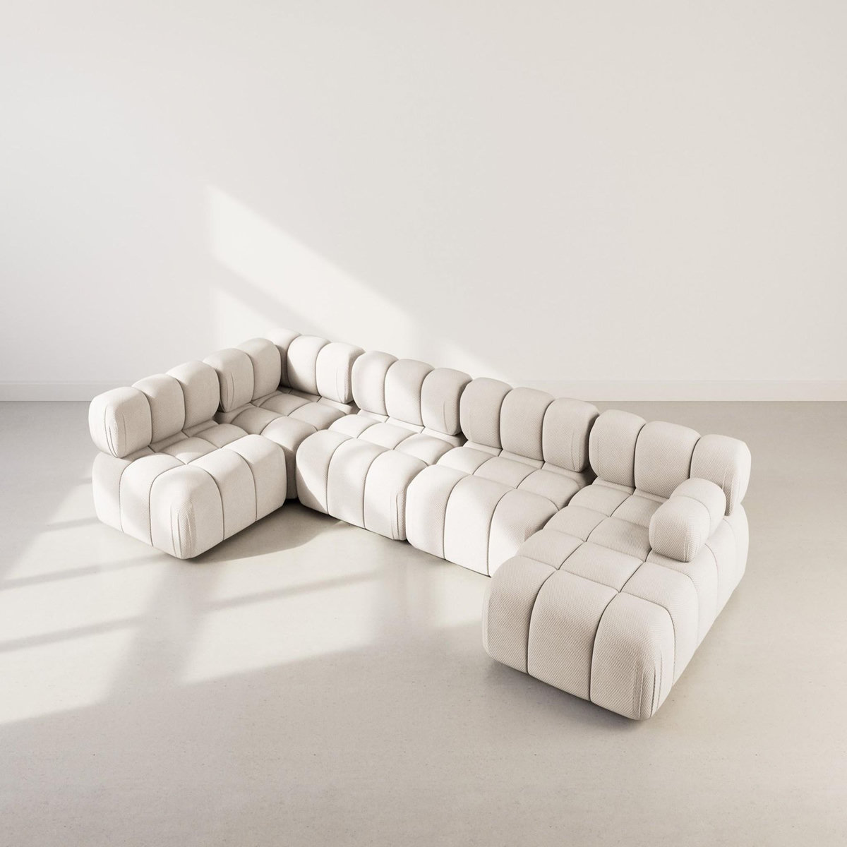 LISA DESIGN Ruby - canapé panoramique modulable d'angle gauche 7 places en velours texturé