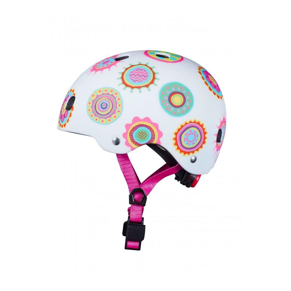 Micro Casque Vélo et Trottinette Doodle Dots  boucle magnétique  lumière LED intégrée  Taille S