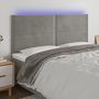 Voir la diapositive 1 : VIDAXL Tete de lit a LED Gris clair 160x5x118/128 cm Velours