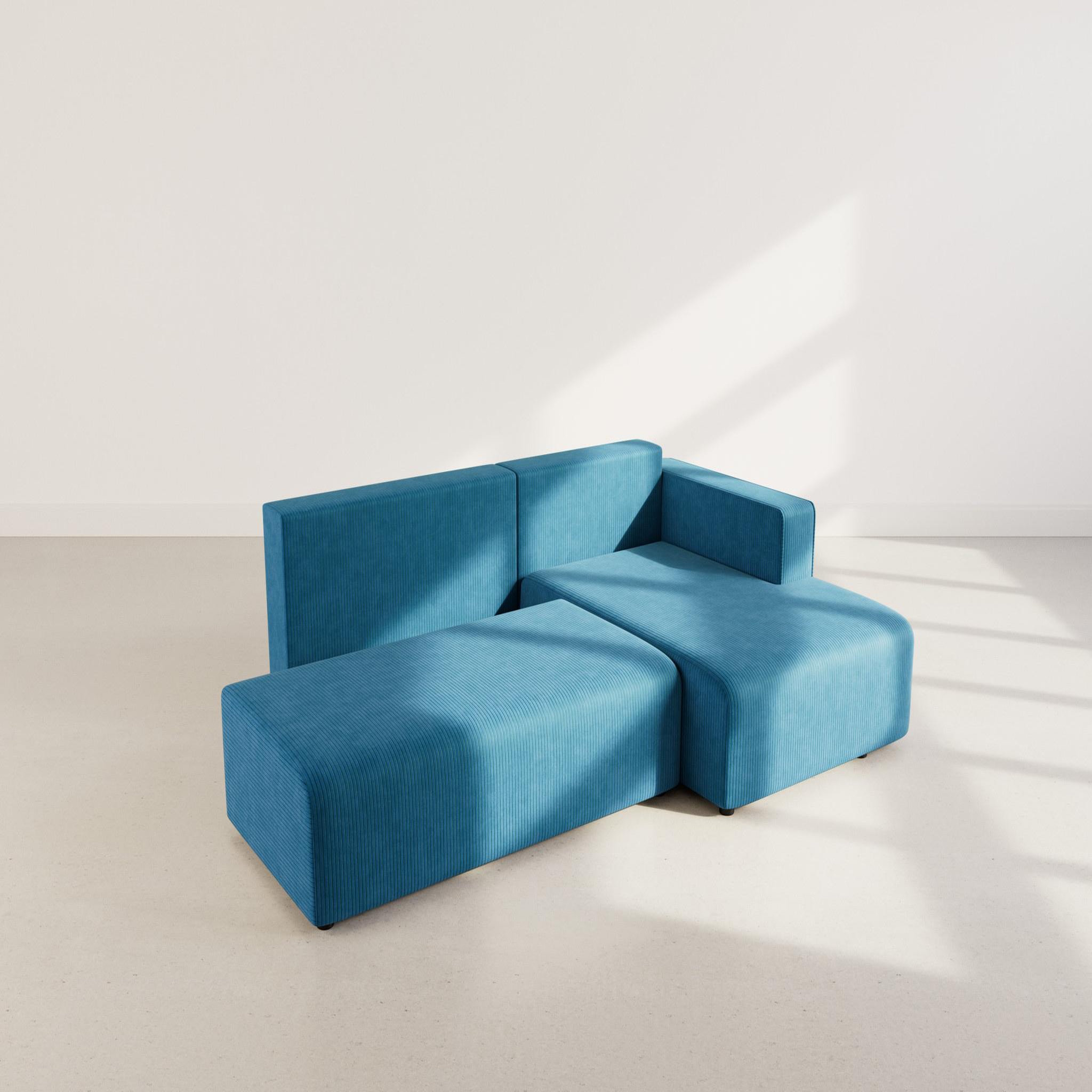 Voir la diapositive 3 : BEST MOBILIER Topaze - canapé d'angle droit 4 places convertible avec coffre en velours côtelé