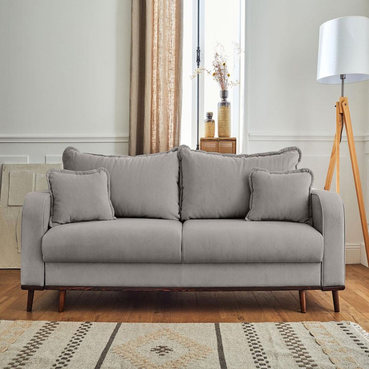 LISA DESIGN Albane - canapé 3 places - convertible avec coffre - en velours côtelé