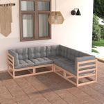 VIDAXL Salon de jardin 5 pcs avec coussins Bois de pin massif