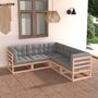Voir la diapositive 1 : VIDAXL Salon de jardin 5 pcs avec coussins Bois de pin massif