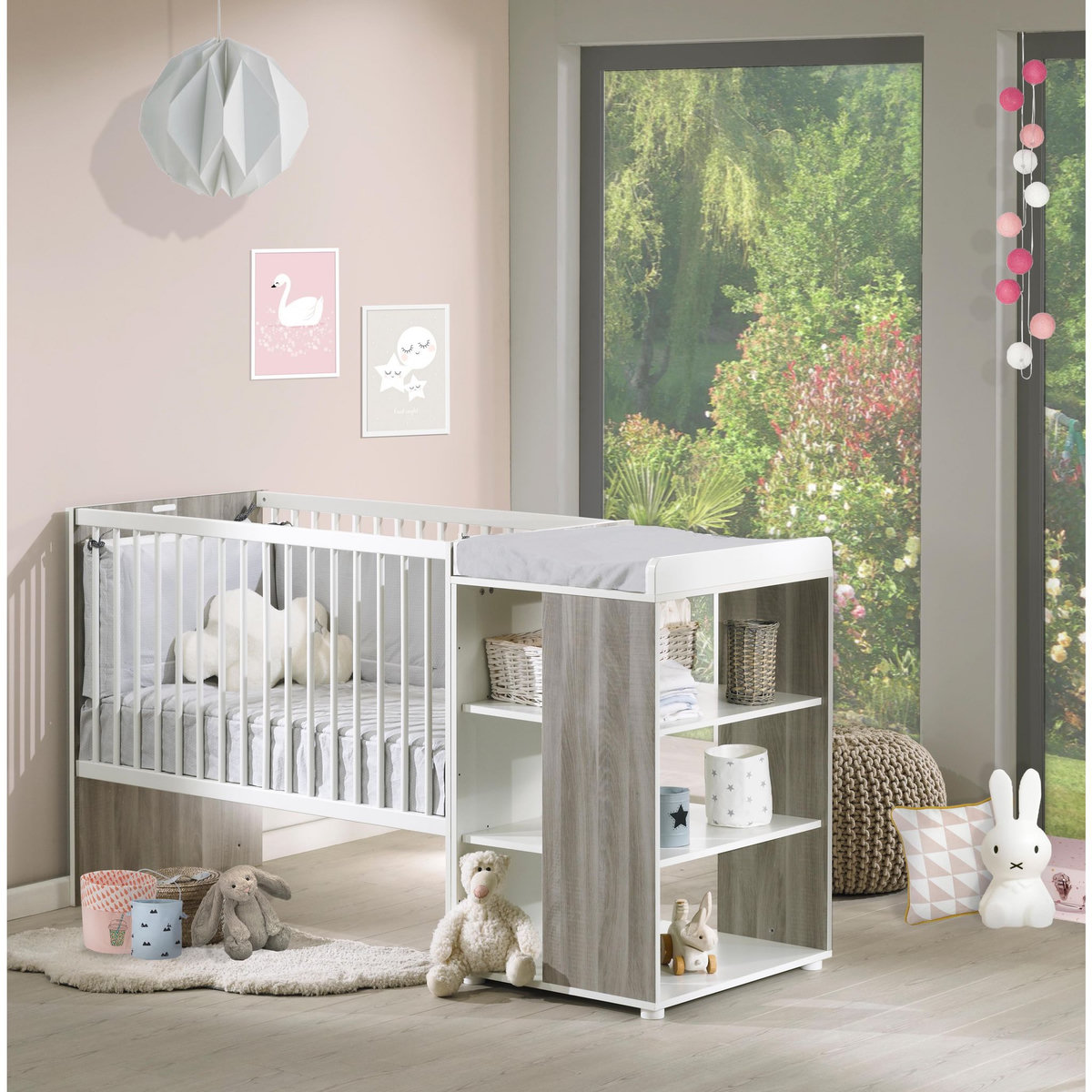 BABY PRICE Lit bébé combiné 60 x120 cm évolutif en 90 x190 cm SLEEPY/FLO