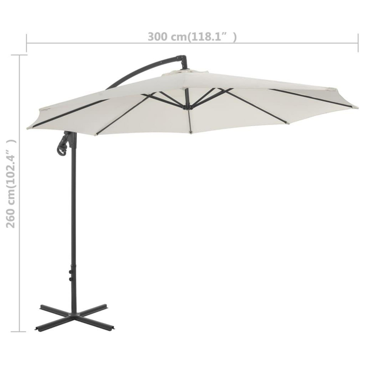 VIDAXL Parasol de jardin en porte-a-faux avec poteau en acier sable