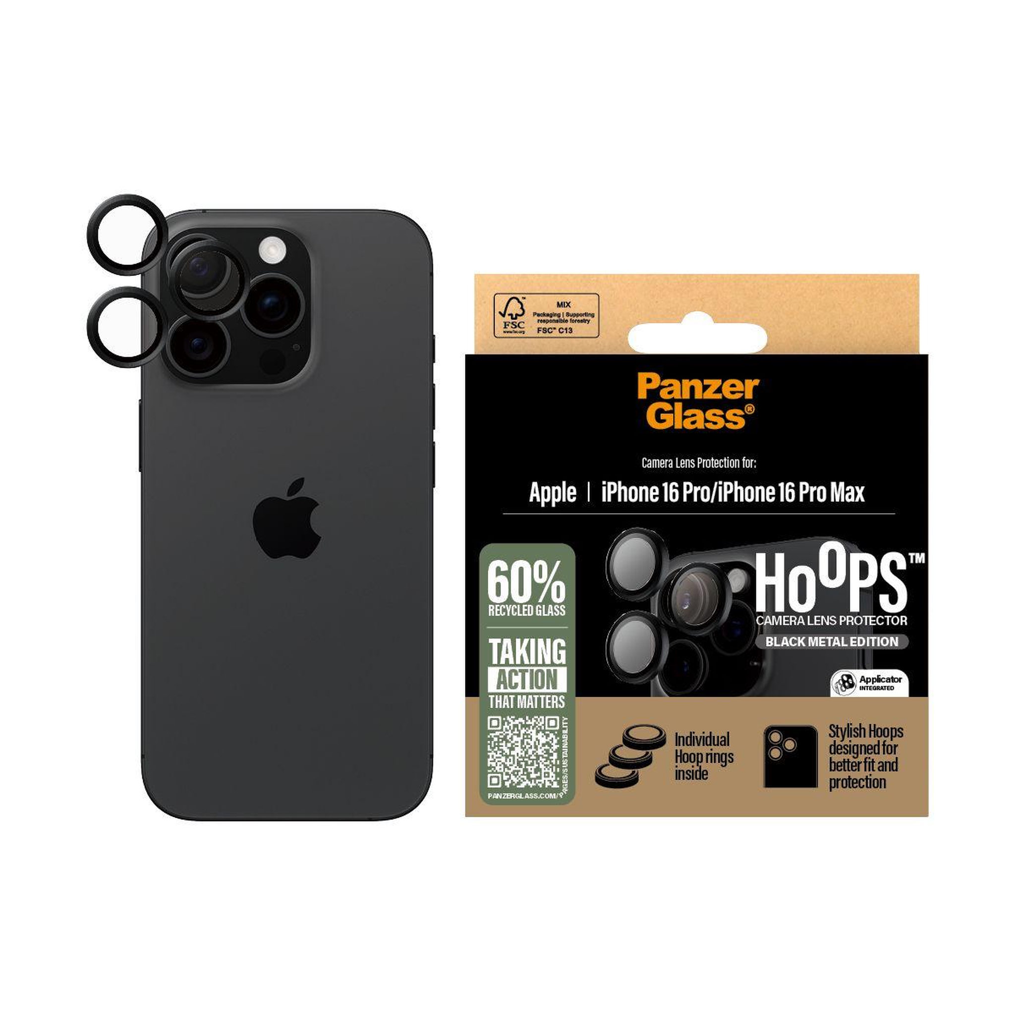 Voir la diapositive 2 : PANZERGLASS Protège objectif iPhone 16 Pro/Pro Max protège objectif