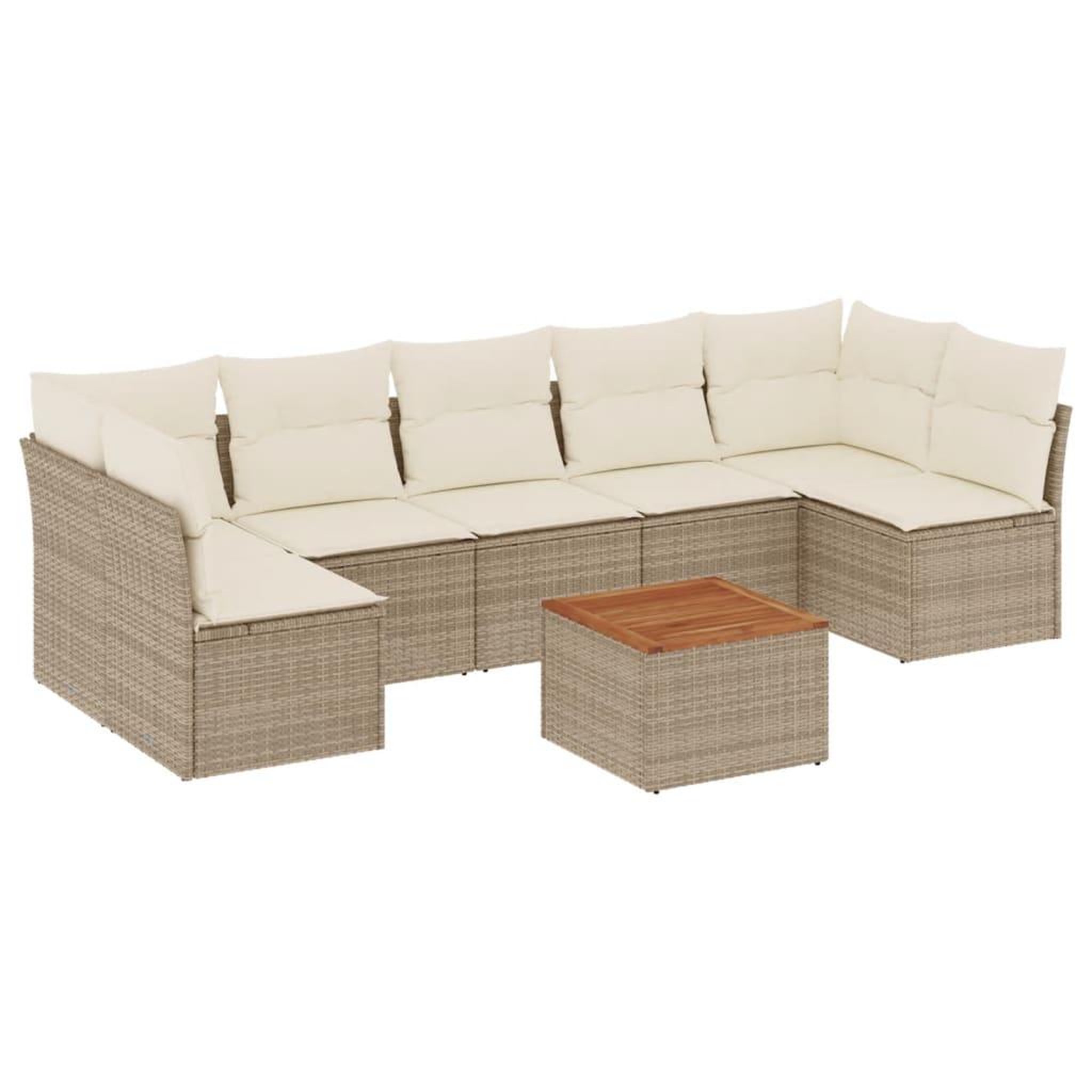 Voir la diapositive 2 : VIDAXL Salon de jardin avec coussins 8 pcs beige resine tressee