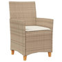 Voir la diapositive 4 : VIDAXL Chaises de jardin coussins lot de 2 beige resine tressee bois