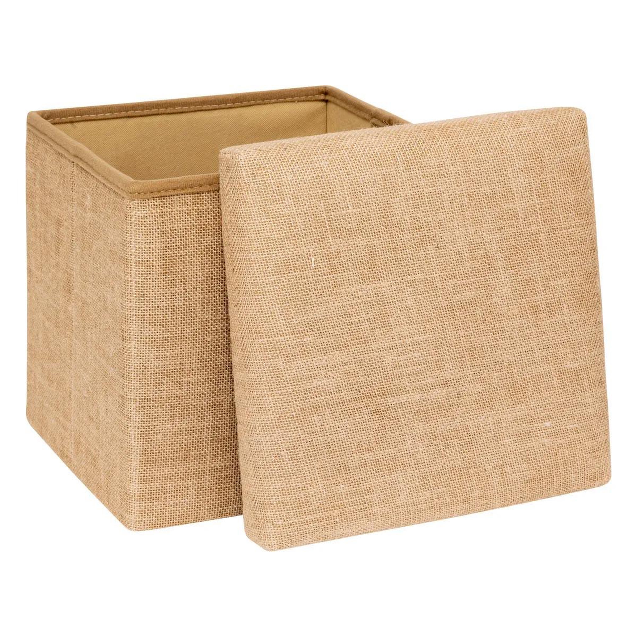 Voir la diapositive 2 : FIVE Pouf coffre pliant  toile de jute  31cm naturel