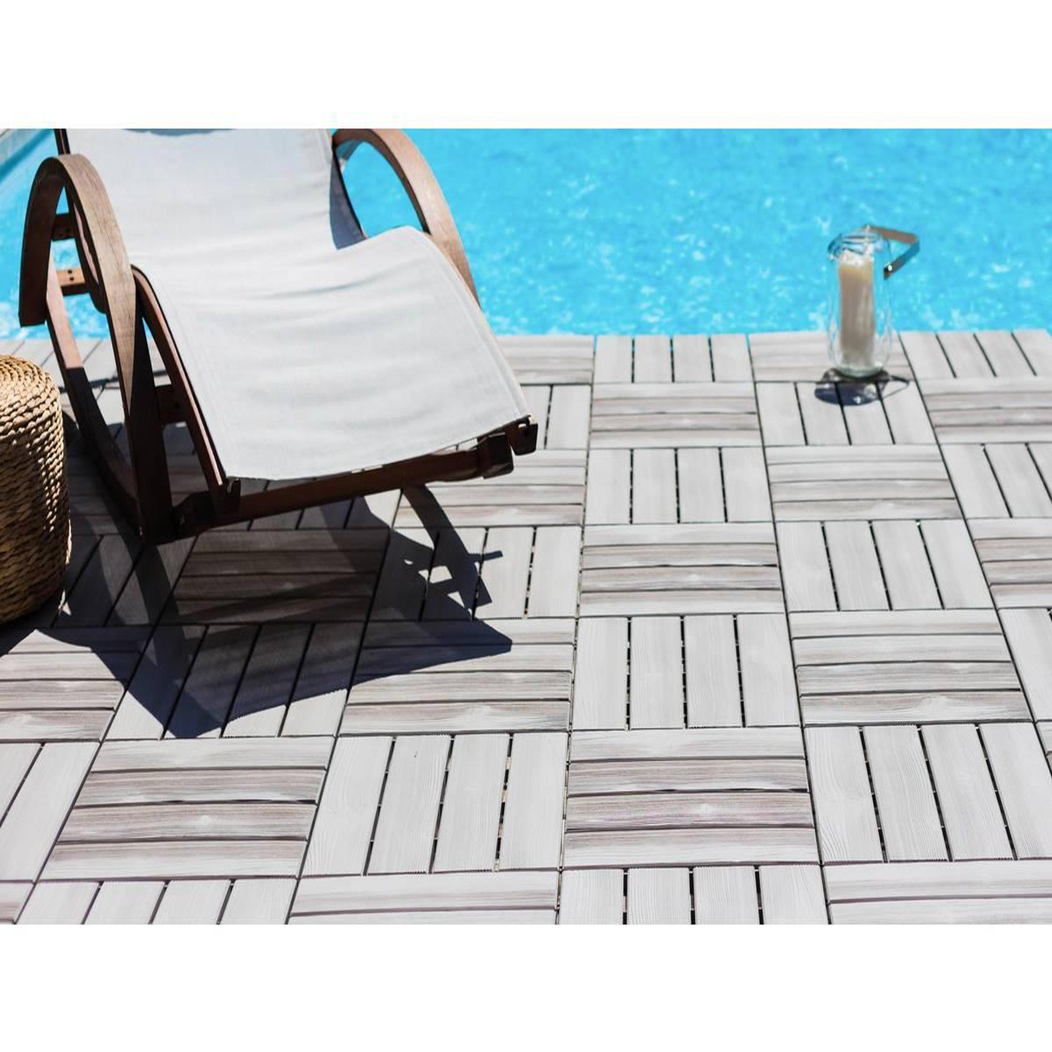 Voir la diapositive 3 : Habitat et Jardin Dalle en plastique - Lot de 6 (1m²) -  38.4 x 38.4 x 2.5 cm - Taupe