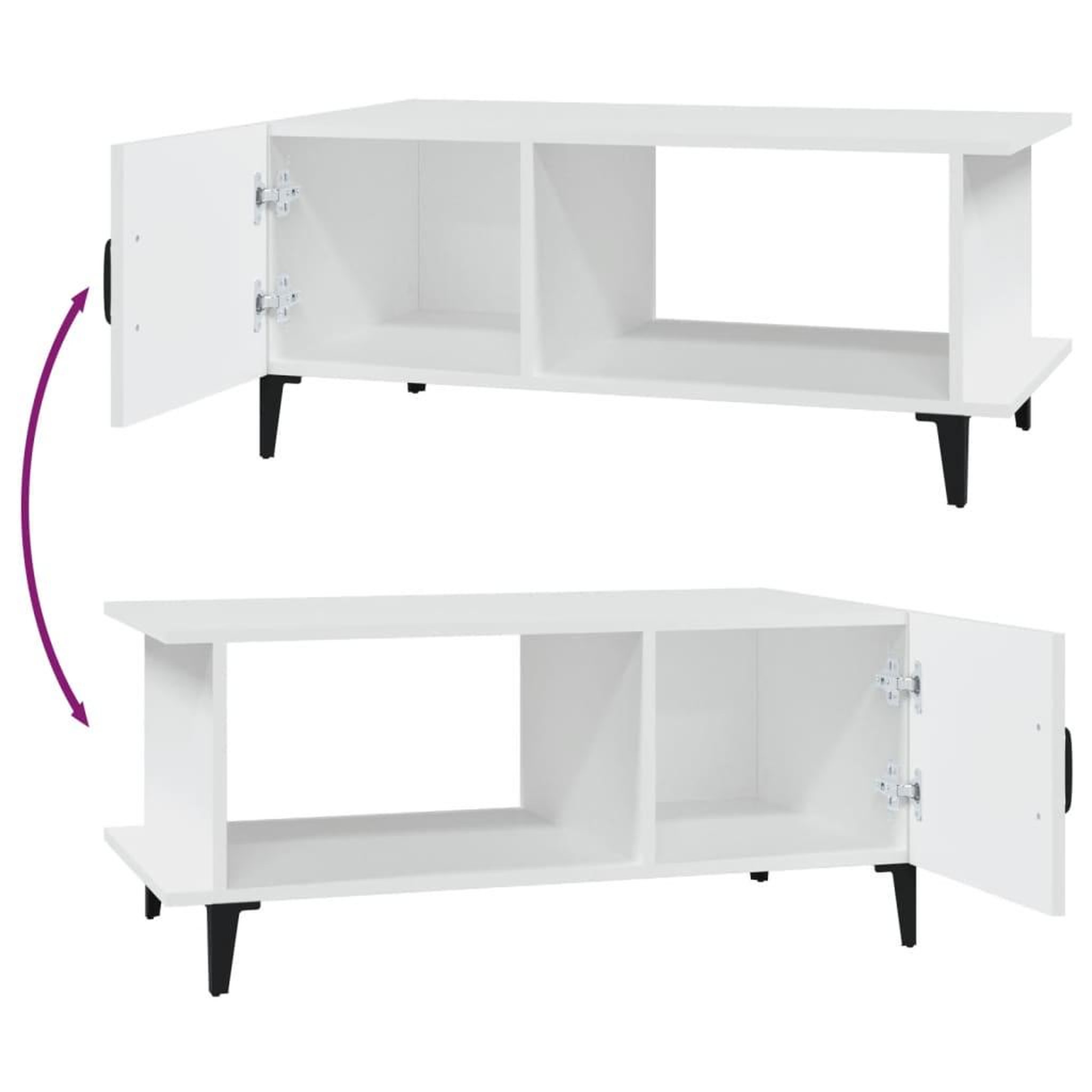 Voir la diapositive 5 : VIDAXL Table basse Blanc 90x50x40 cm Bois d'ingenierie