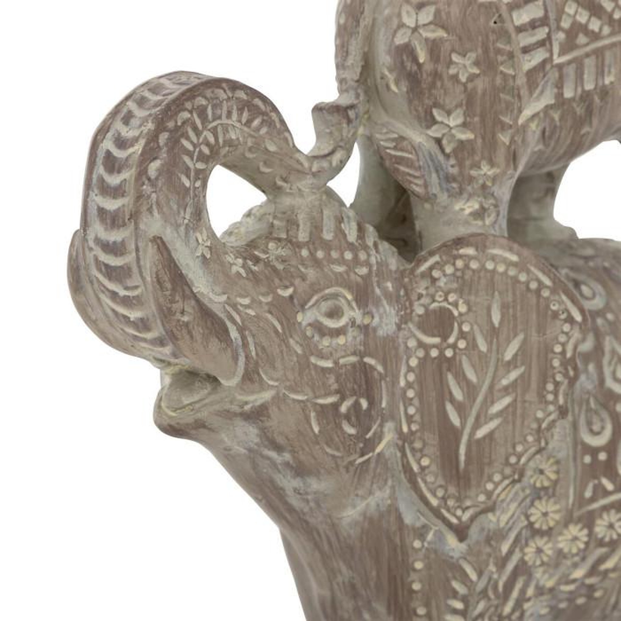 Voir la diapositive 2 : ATMOSPHERA Statuette Éléphant en Résine  Abou  31cm Marron