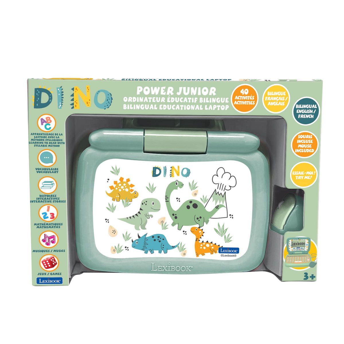 Lexibook Mon premier ordinateur éducatif bilingue dinosaure (EN/FR)