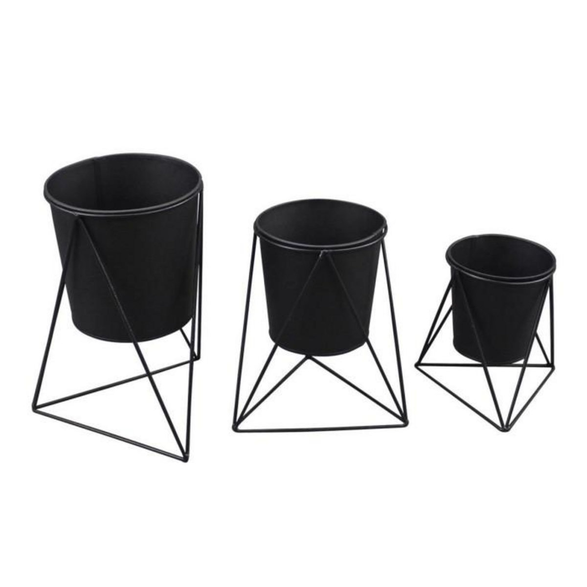 Paris Prix Lot de 3 Caches-Pots  Graphic Ethnic  25cm Noir