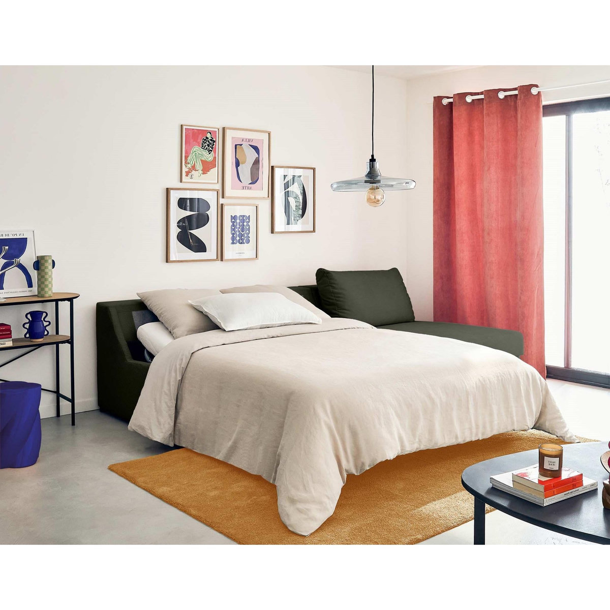 LISA DESIGN Palmira - canapé d'angle droit - 4 places - convertible couchage quotidien - matelas 14 cm - en velours côtelé