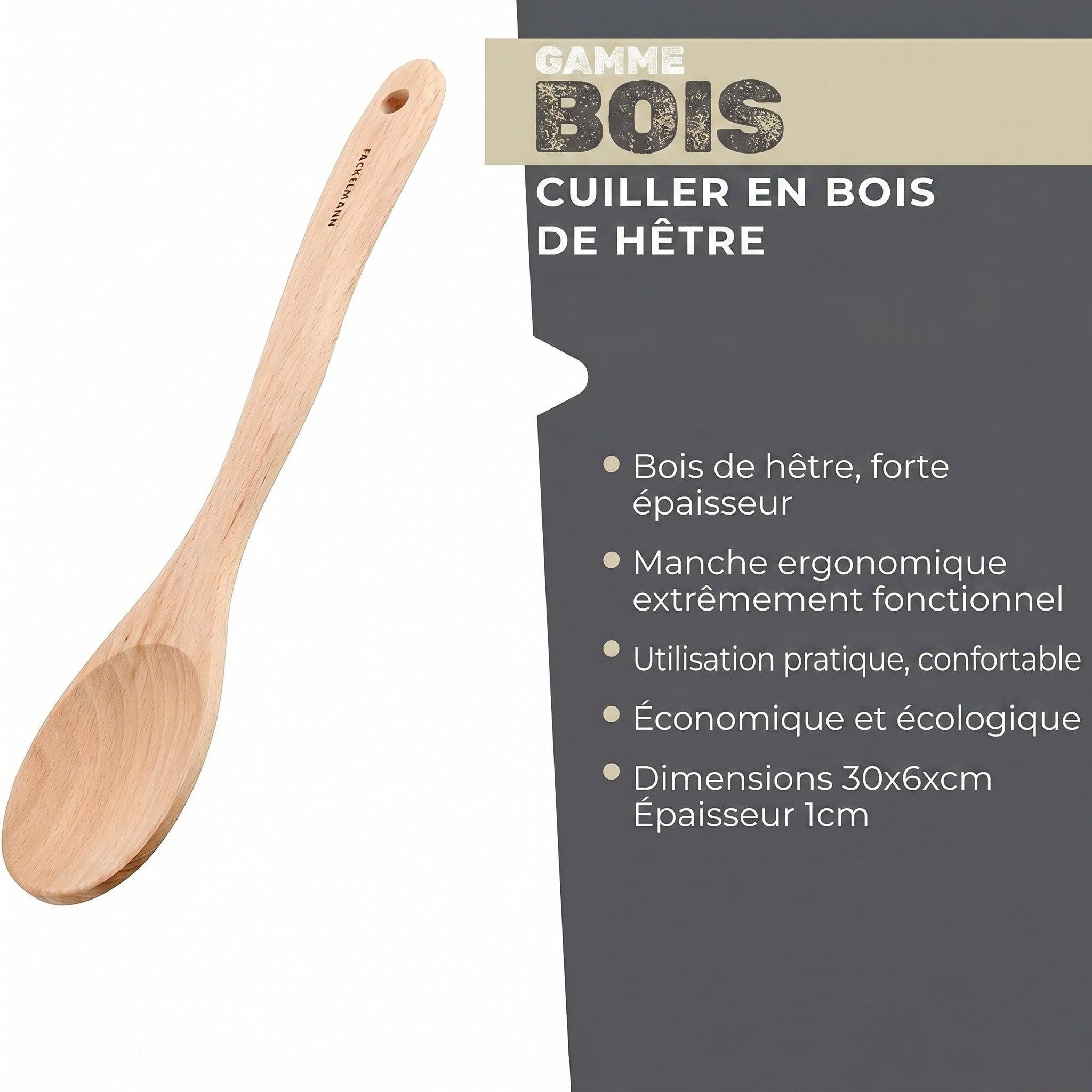 Voir la diapositive 3 : Fackelmann Cuillère de cuisine en bois fsc fackelmann nature