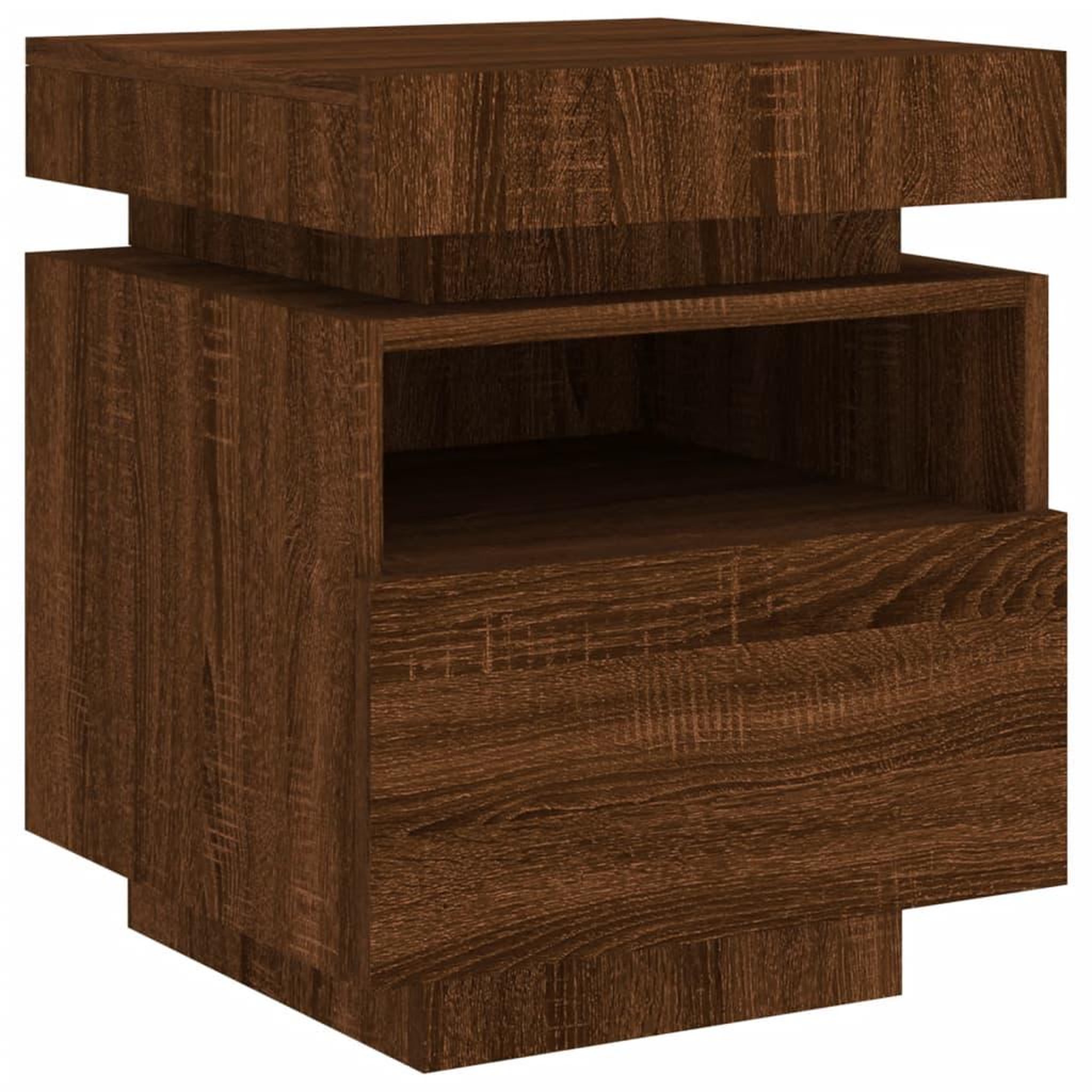 Voir la diapositive 5 : VIDAXL Armoire de chevet avec lumieres LED chene marron 40x39x48,5 cm