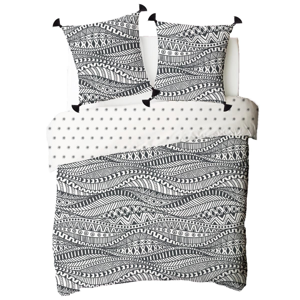 FUTURE HOME Parure de lit 2 personnes ethnique réversible