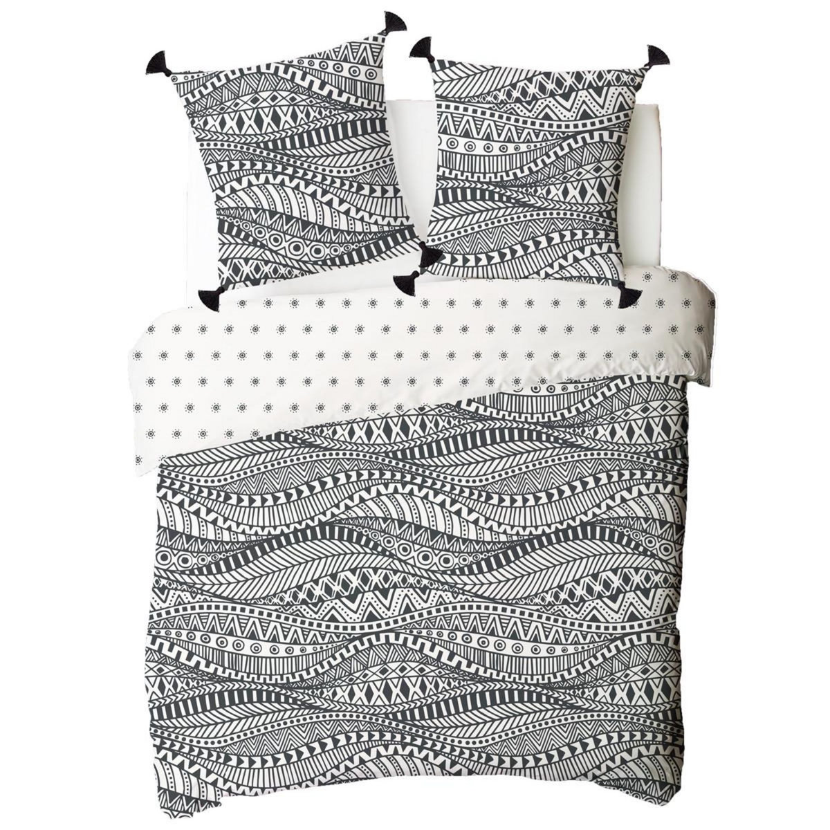 FUTURE HOME Parure de lit 2 personnes ethnique réversible
