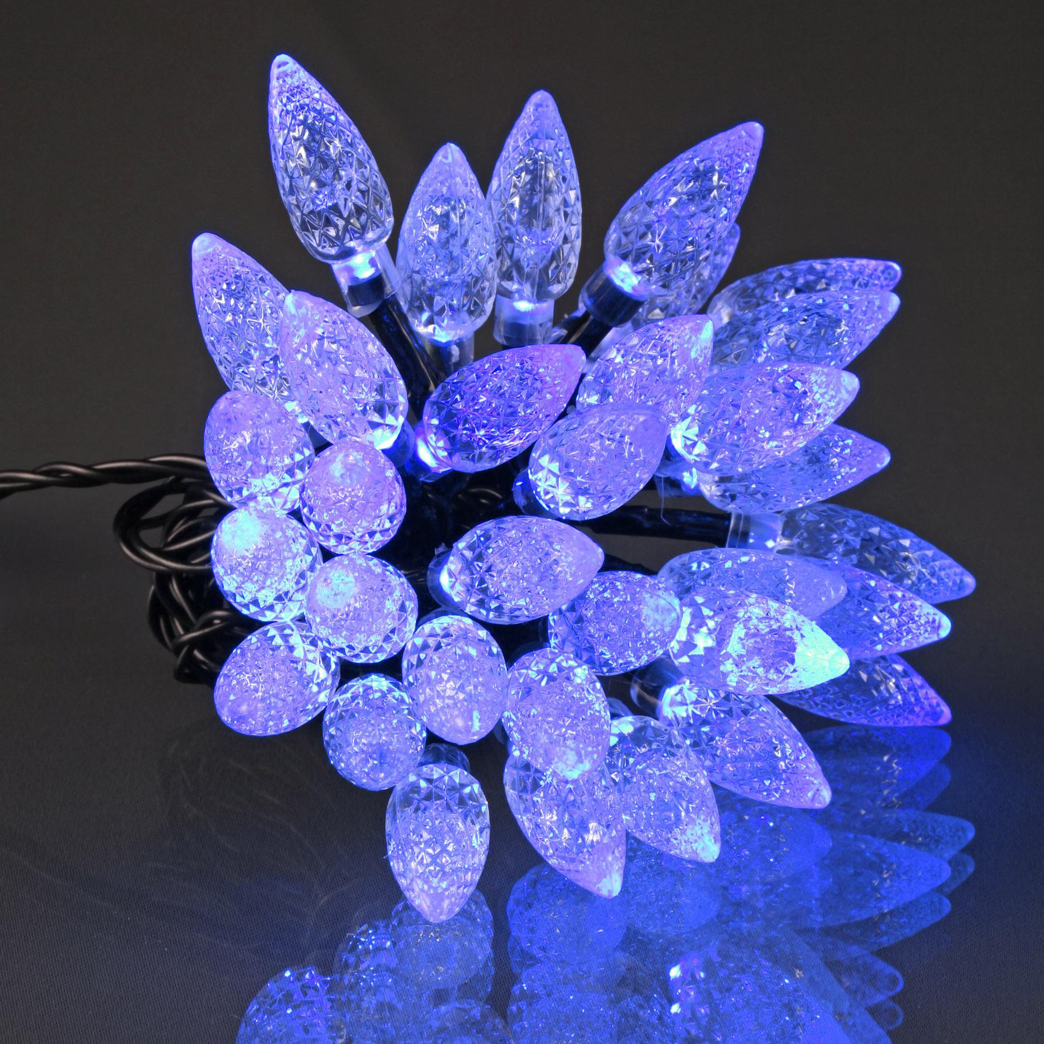 Voir la diapositive 3 : Eden Guirlande pomme de pin 60 led bleu 5 m 8 fonctions