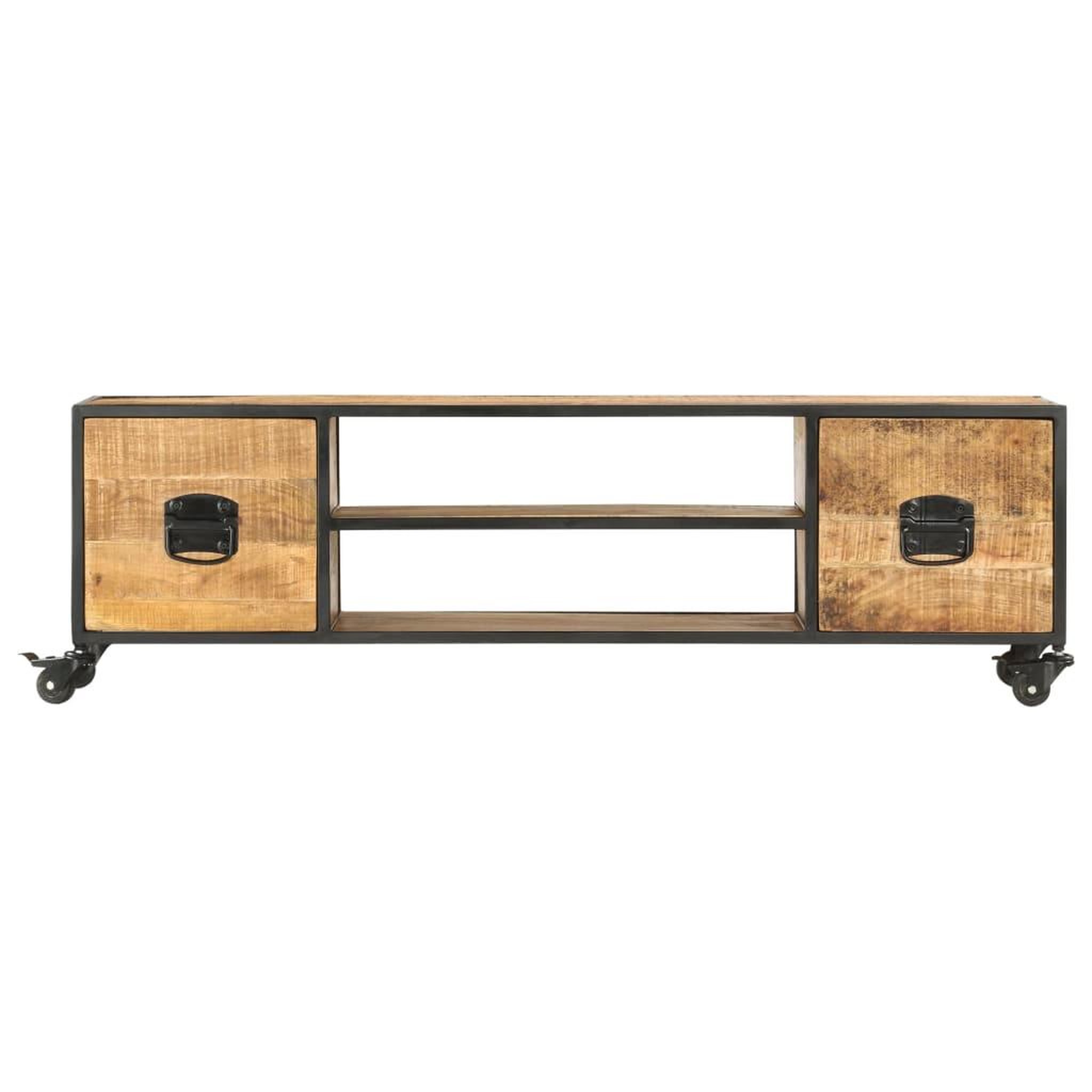 Voir la diapositive 2 : VIDAXL Meuble tv 130x30x39 cm bois massif de manguier