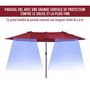Voir la diapositive 5 : OUTSUNNY Parasol de jardin XXL parasol grande taille 4,6L x 2,7l x 2,4H m ouverture fermeture manivelle acier polyester haute densité bordeaux