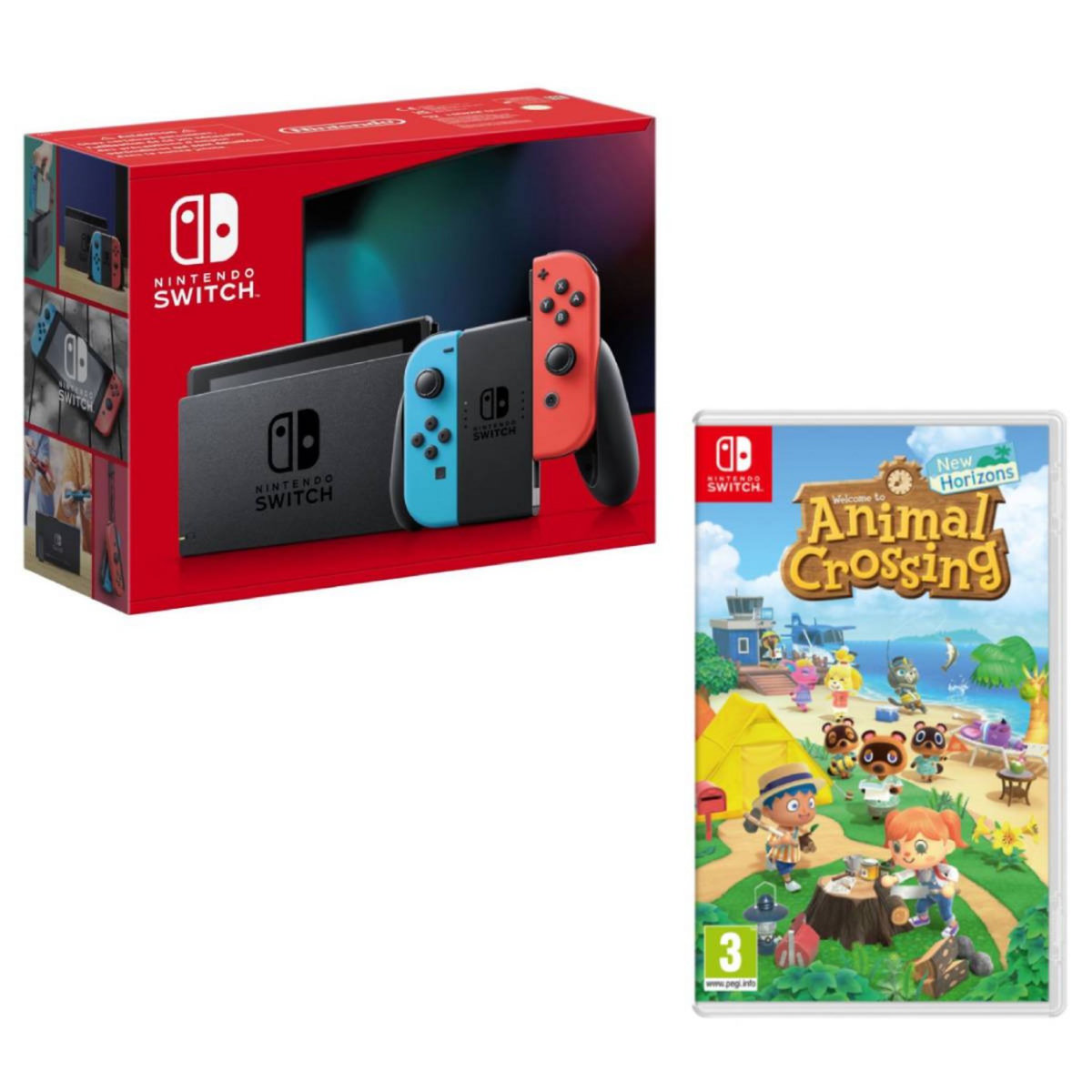 NINTENDO Console Nintendo Switch 1.2 Neon Rouge et Bleu + Animal Crossing : New Horizons Nintendo Switch