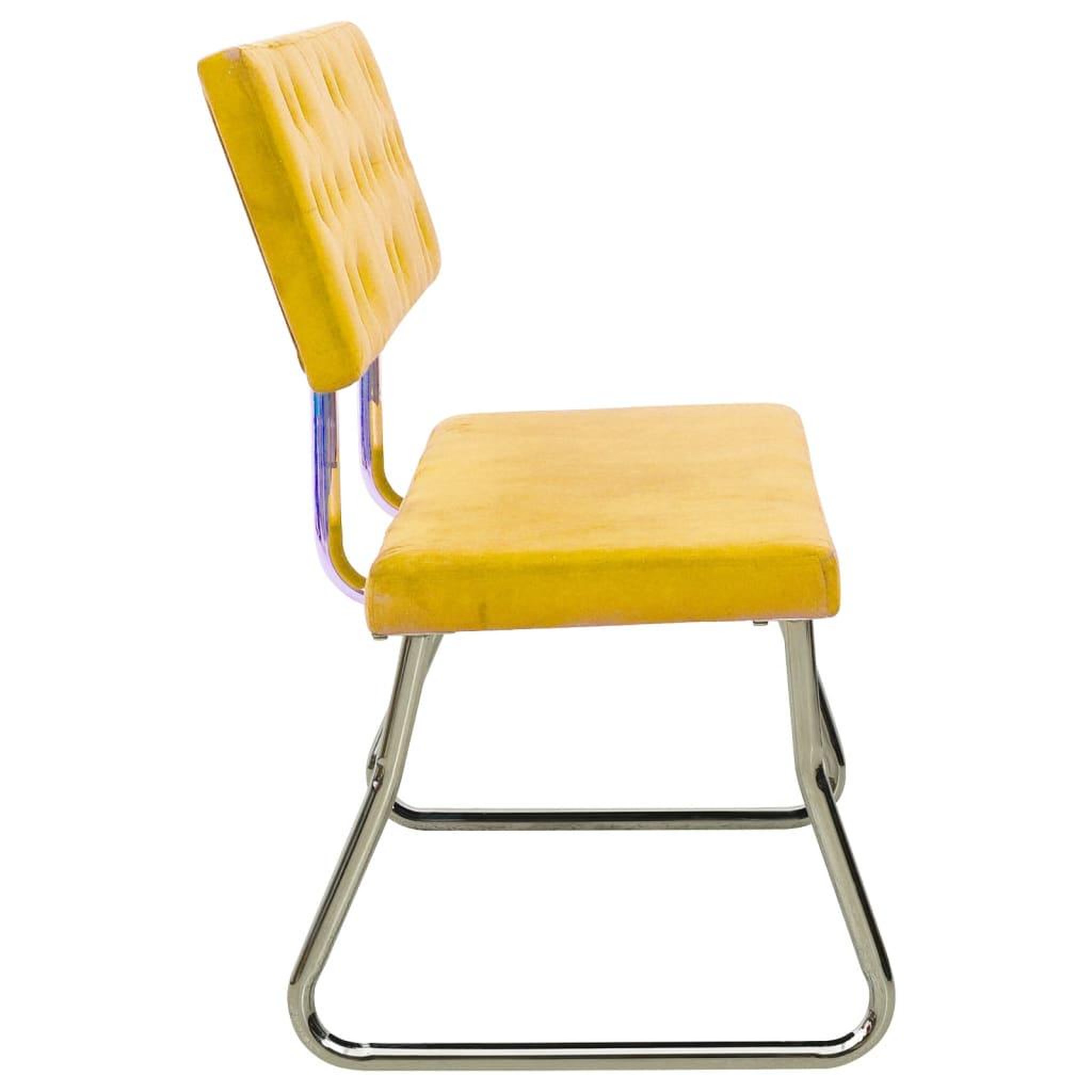 Voir la diapositive 3 : VIDAXL Banc 110 cm Jaune moutarde Velours