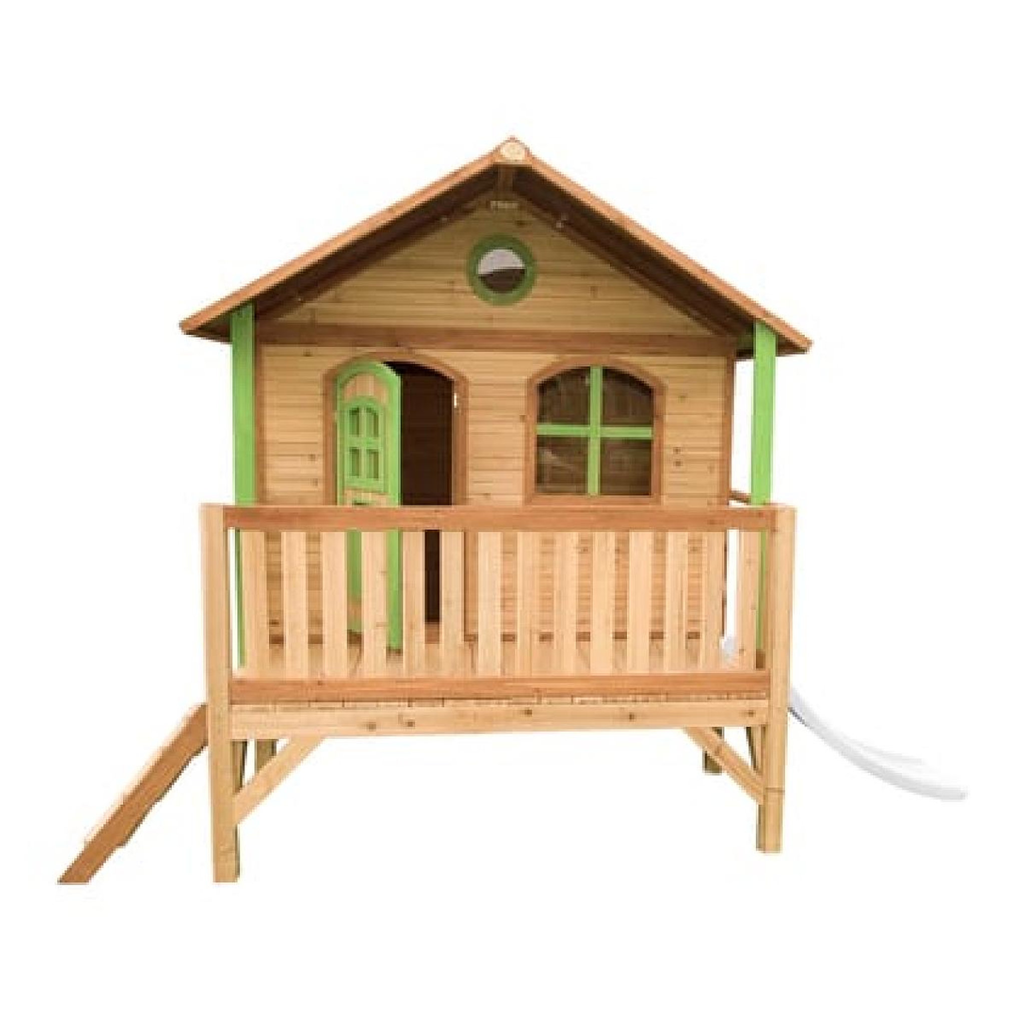 Axi House Maisonnette Stef marron-vert toboggan blanc