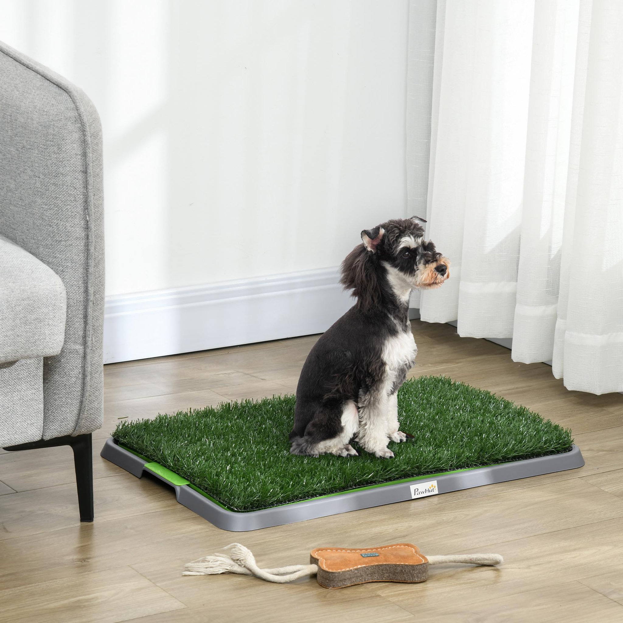 Voir la diapositive 4 : PAWHUT Toilette pour chien litière avec 2 tapis en gazon artificiel avec bac pour l'apprentissage de la propreté à l'intérieur et à l'extérieur, tapis d'entraînement pour animaux, 67 x 41 cm