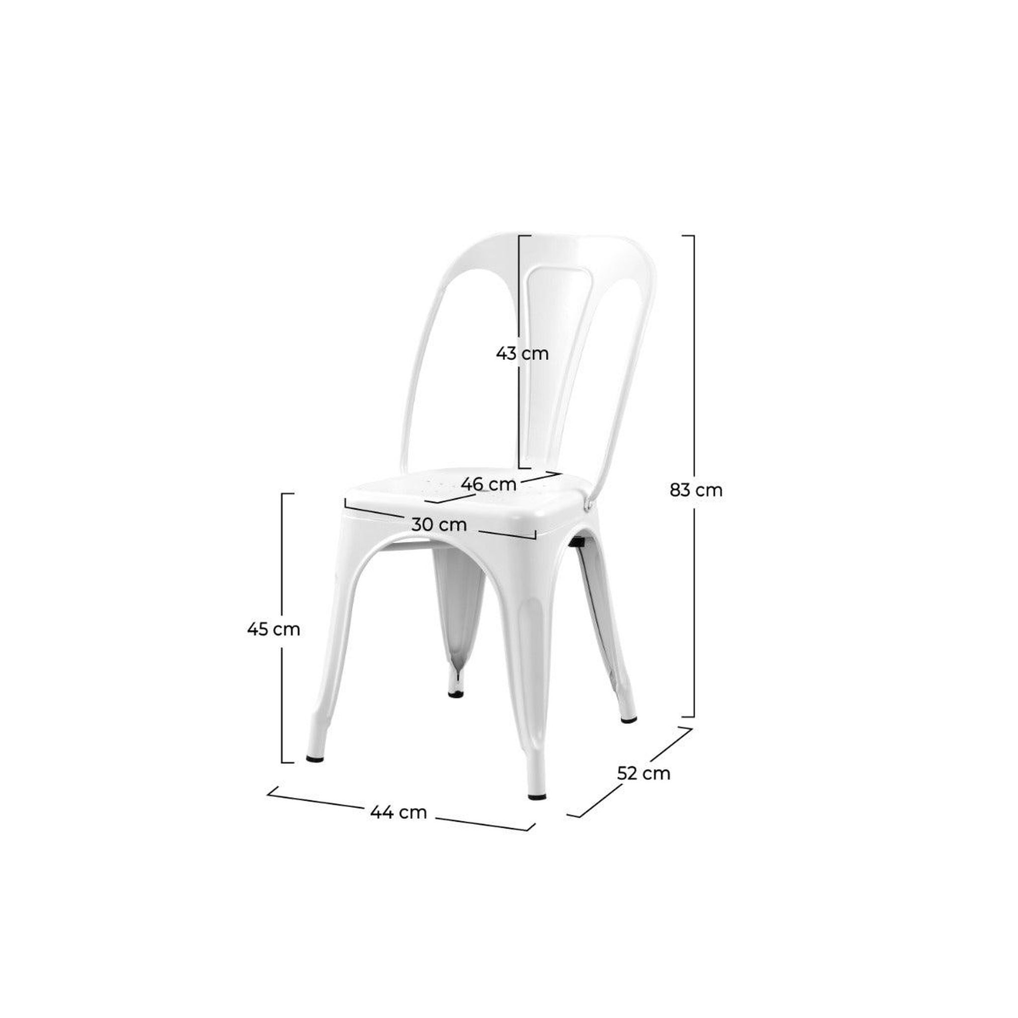 Voir la diapositive 4 : MAISON PAVANE Lot de 2 chaises en métal blanc mat-indus