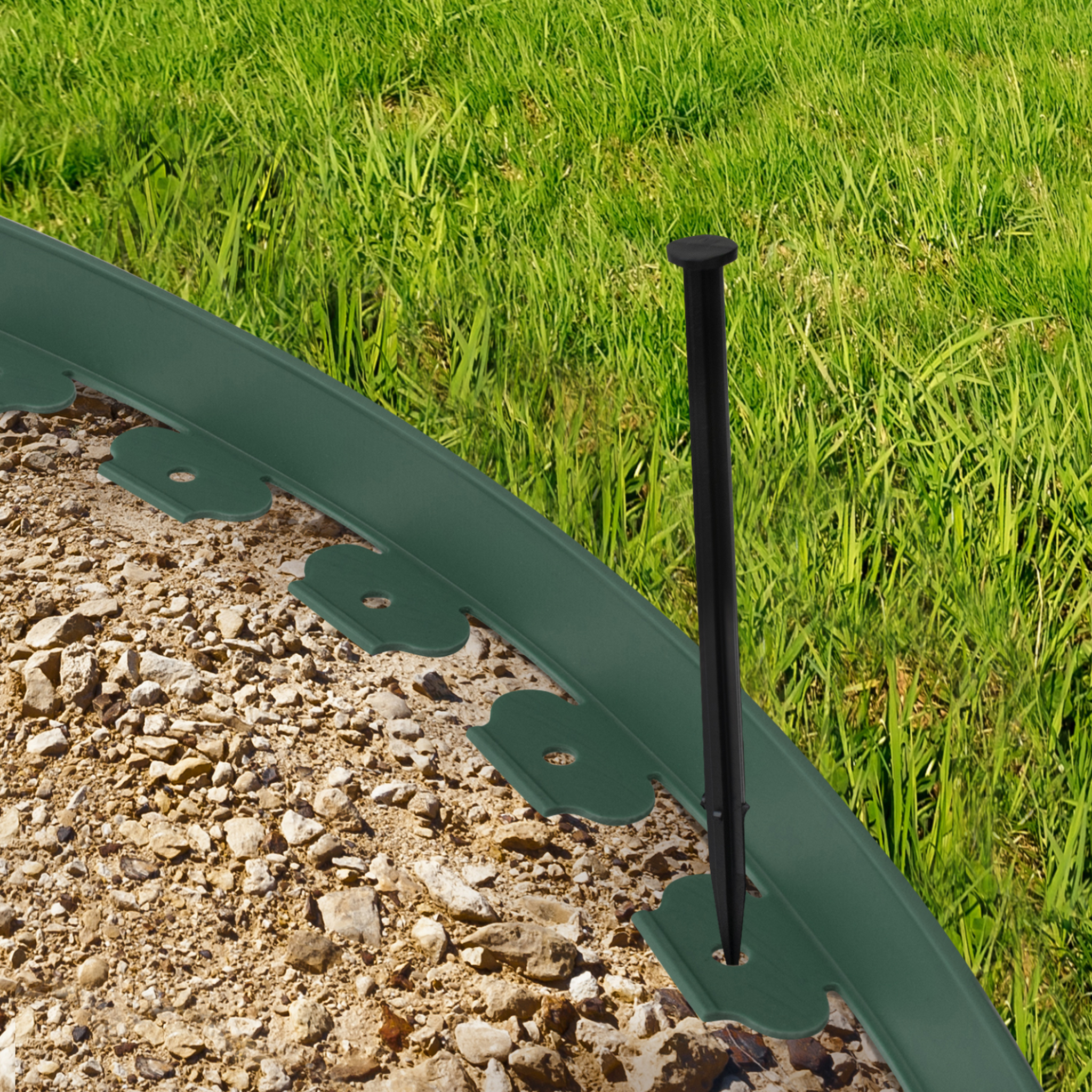 Voir la diapositive 3 : ID MARKET Bordurette de jardin flexible 10 m verte hauteur 5 cm + 30 piquets