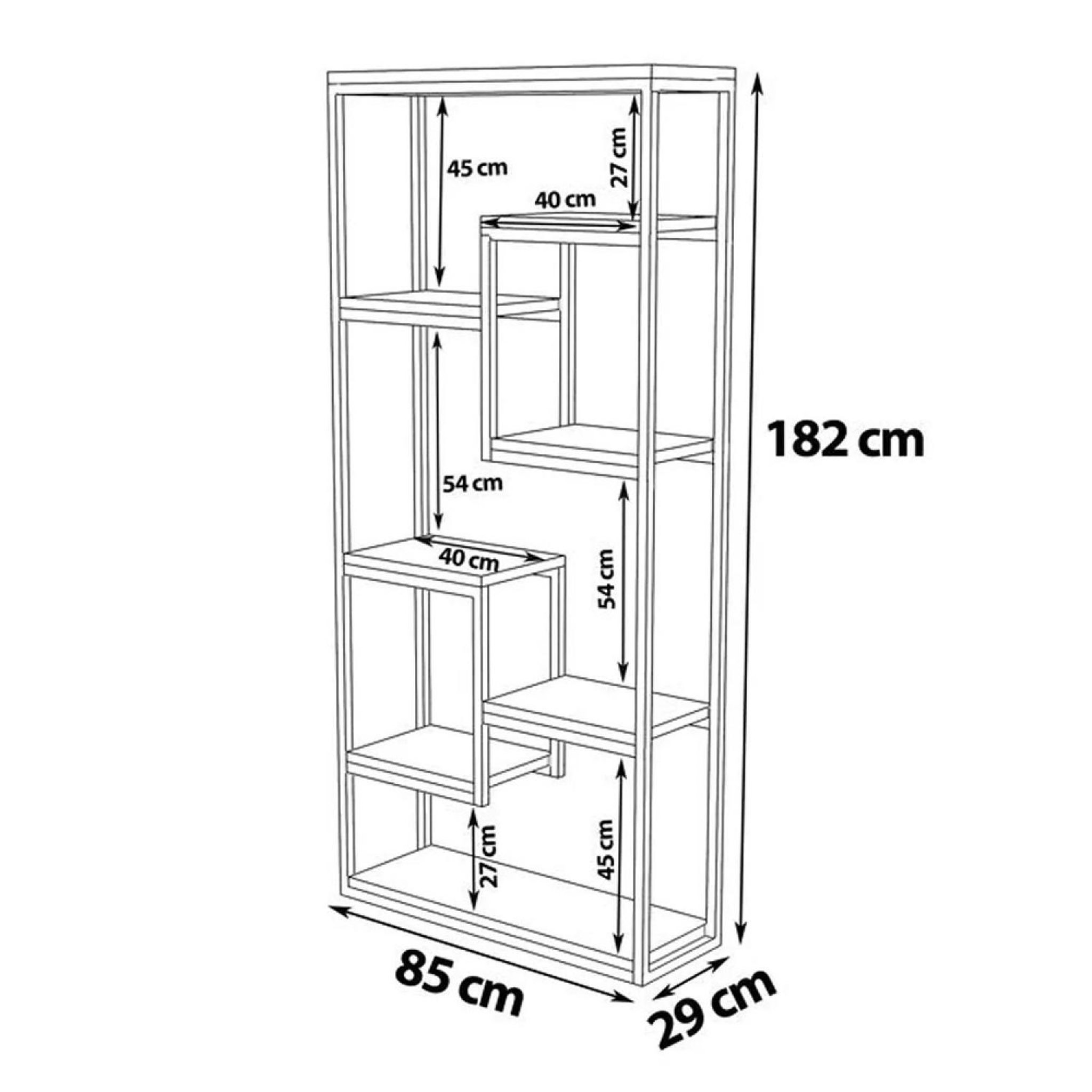 Voir la diapositive 5 : CONCEPT USINE Étagère haute style industriel noyer et noir - 182 cm lopa