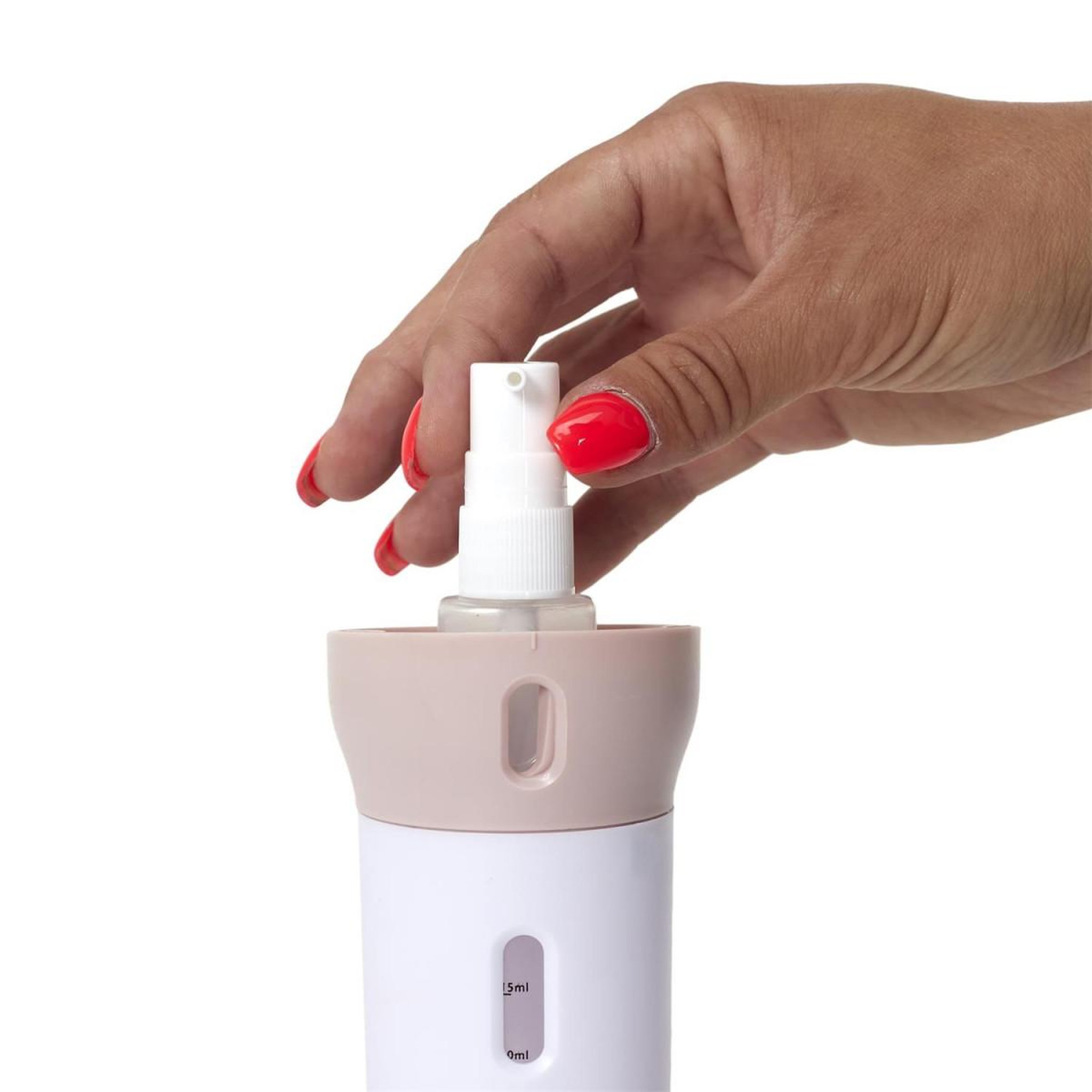 Voir la diapositive 4 : Cosmetic Club Flacon de transport 4 en 1  distributeur  16cm blanc