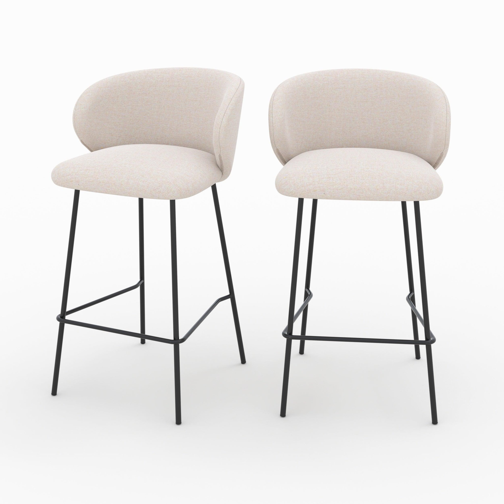 MAISON PAVANE Lot de 2 chaises pour îlot central en tissu beige 68 cm-victoria