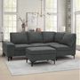 Voir la diapositive 3 : CONCEPT USINE Canapé d'angle 4-5 places en tissu chenille gris anthracite avec pouf COLCHESTER